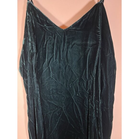 Vintage 90s strappy forest fairy grunge green velvet maxi dress XL whimsigoth - Picture 2 of 16